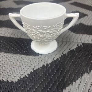Vintage 1950's Indiana Glass Co. "Orange Blossom" Milk Glass Pedestal Sugar Bowl